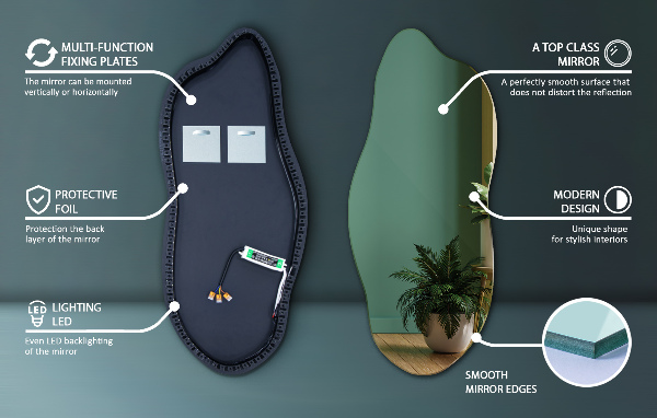 Ausgefallene spiegel mit led 35x80 cm