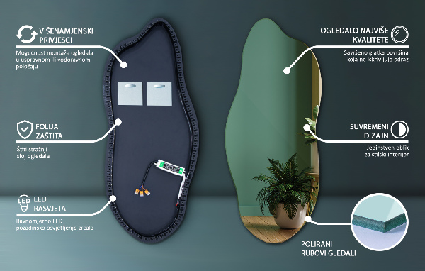 Ausgefallene spiegel mit led 40x90 cm