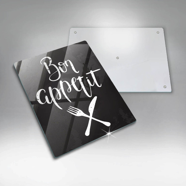 Glas Ceranfeldabdeckung Bon appetit-Inschrift