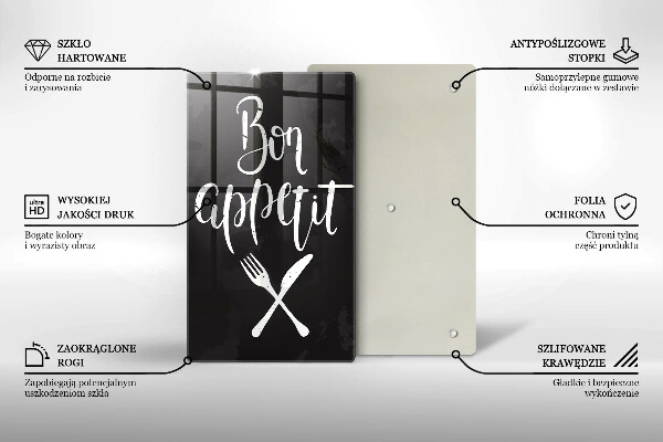 Glas Ceranfeldabdeckung Bon appetit-Inschrift