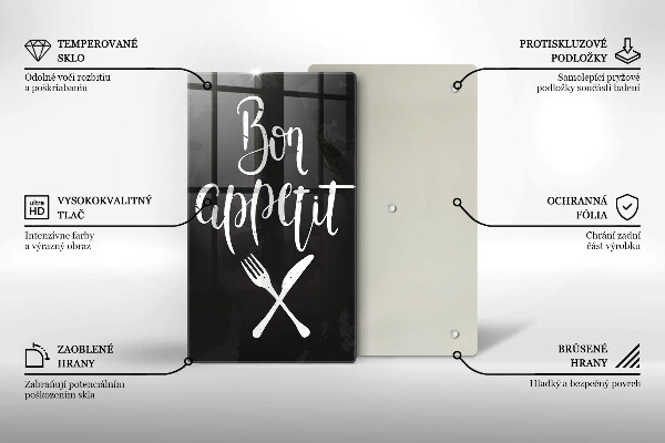 Glas Ceranfeldabdeckung Bon appetit-Inschrift