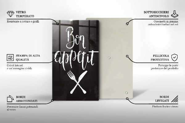 Glas Ceranfeldabdeckung Bon appetit-Inschrift