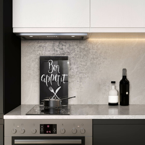 Glas Ceranfeldabdeckung Bon appetit-Inschrift