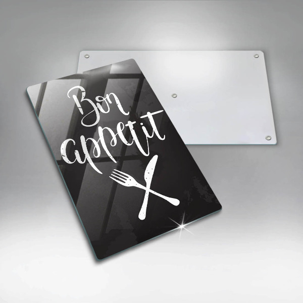 Glas Ceranfeldabdeckung Bon appetit-Inschrift