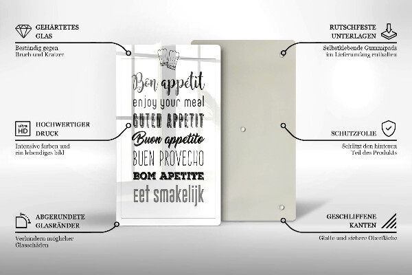 Glas Ceranfeldabdeckung Kücheninschrift Spruch