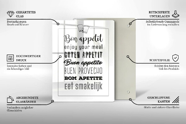 Glas Ceranfeldabdeckung Kücheninschrift Spruch