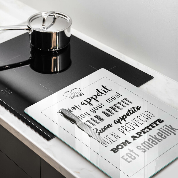 Glas Ceranfeldabdeckung Kücheninschrift Spruch