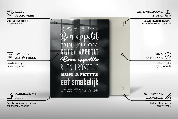 Glas Ceranfeldabdeckung Kücheninschrift Spruch