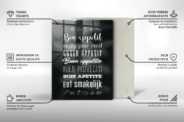 Glas Ceranfeldabdeckung Kücheninschrift Spruch