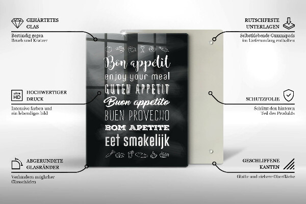 Glas Ceranfeldabdeckung Kücheninschrift Spruch