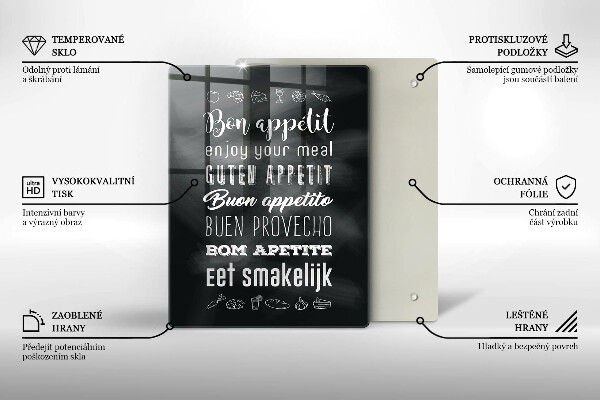 Glas Ceranfeldabdeckung Kücheninschrift Spruch