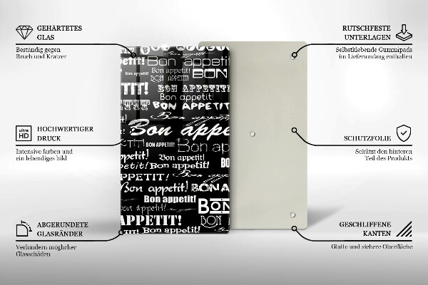 Glas Ceranfeldabdeckung Küchenuntertitel Bon appetit