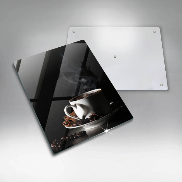 Glas Ceranfeldabdeckung Eine Tasse heißen Kaffee