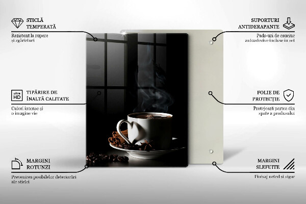 Glas Ceranfeldabdeckung Eine Tasse heißen Kaffee