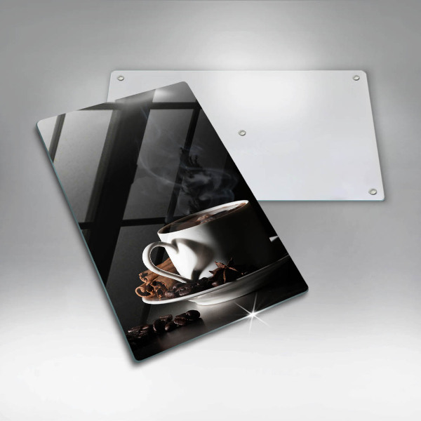 Glas Ceranfeldabdeckung Eine Tasse heißen Kaffee