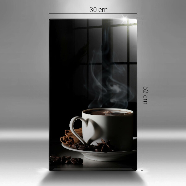 Glas Ceranfeldabdeckung Eine Tasse heißen Kaffee