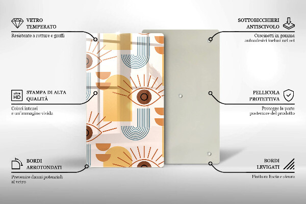Glas Ceranfeldabdeckung Boho-Augenmuster
