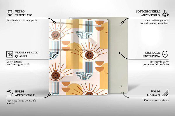 Glas Ceranfeldabdeckung Boho-Augenmuster