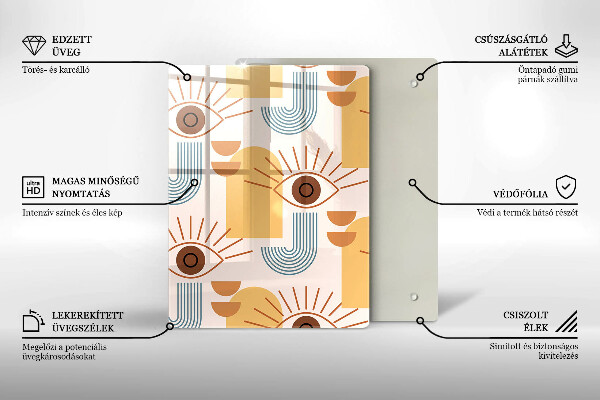 Glas Ceranfeldabdeckung Boho-Augenmuster