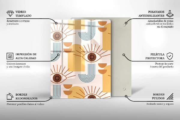 Glas Ceranfeldabdeckung Boho-Augenmuster