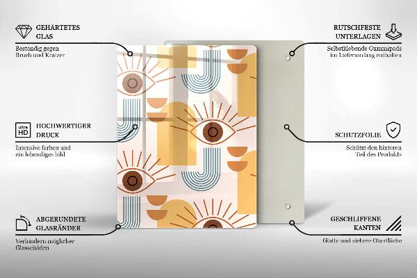 Glas Ceranfeldabdeckung Boho-Augenmuster