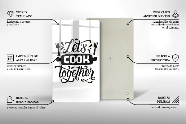 Glas Ceranfeldabdeckung Let's cook together