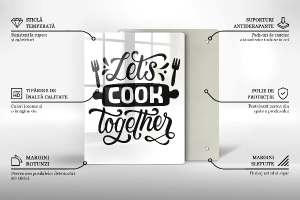 Glas Ceranfeldabdeckung Let's cook together