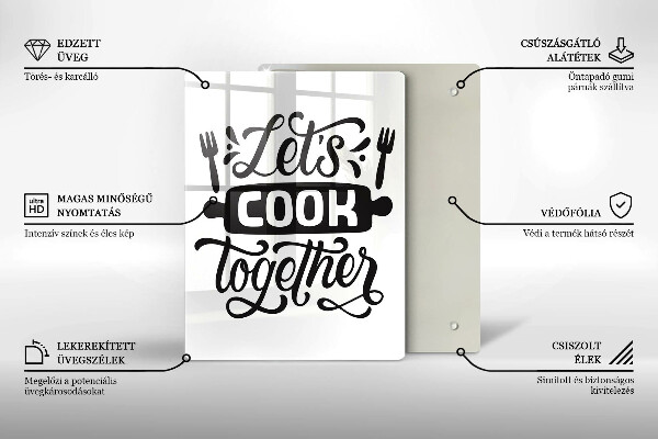 Glas Ceranfeldabdeckung Let's cook together