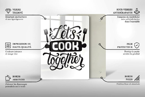 Glas Ceranfeldabdeckung Let's cook together
