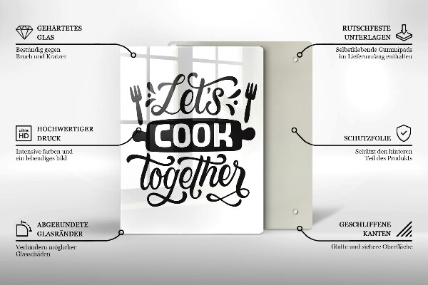 Glas Ceranfeldabdeckung Let's cook together