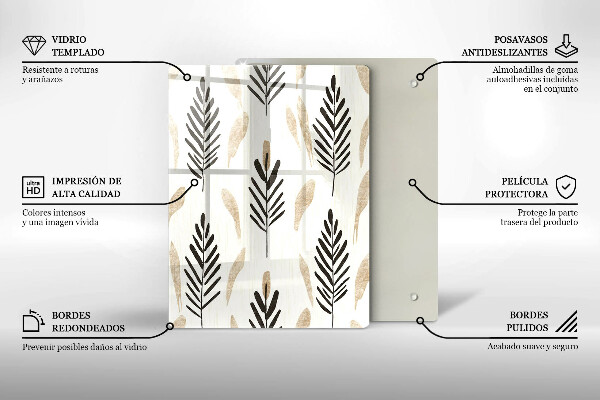 Glas Ceranfeldabdeckung Boho-Pflanzen