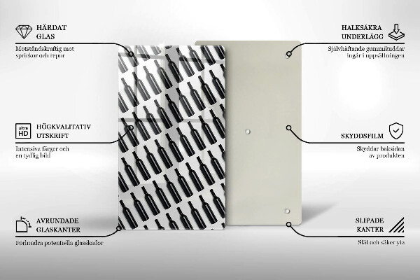 Glas Ceranfeldabdeckung Schwarze Weinflaschen