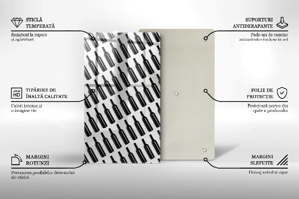 Glas Ceranfeldabdeckung Schwarze Weinflaschen