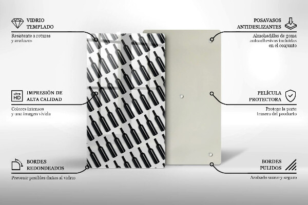 Glas Ceranfeldabdeckung Schwarze Weinflaschen