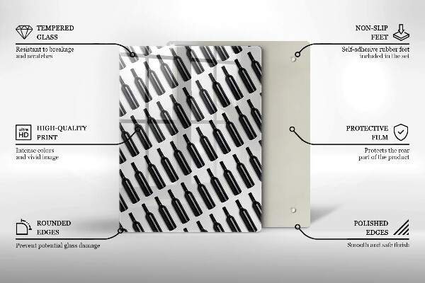 Glas Ceranfeldabdeckung Schwarze Weinflaschen