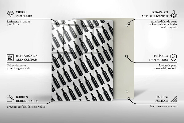 Glas Ceranfeldabdeckung Schwarze Weinflaschen