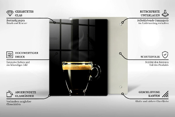 Glas Ceranfeldabdeckung Ein Glas schwarzen Kaffee