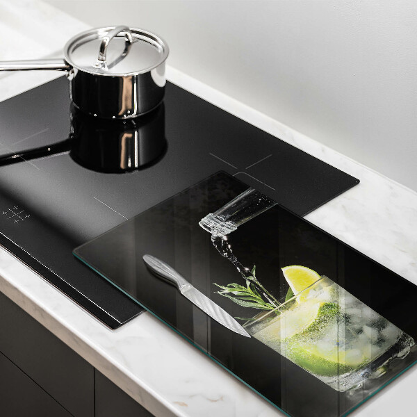 Glas Ceranfeldabdeckung Ein Glas Wasser