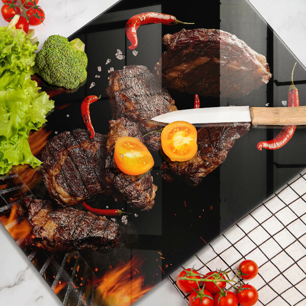 Glas Ceranfeldabdeckung Fleisch auf dem Grill