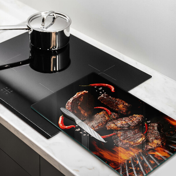 Glas Ceranfeldabdeckung Fleisch auf dem Grill
