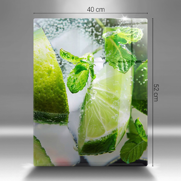 Glas Ceranfeldabdeckung Wasser mit Limette und Eis