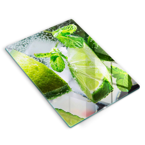 Glas Ceranfeldabdeckung Wasser mit Limette und Eis