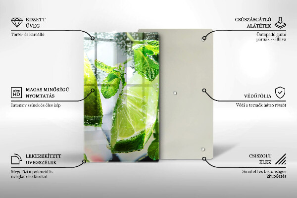 Glas Ceranfeldabdeckung Wasser mit Limette und Eis