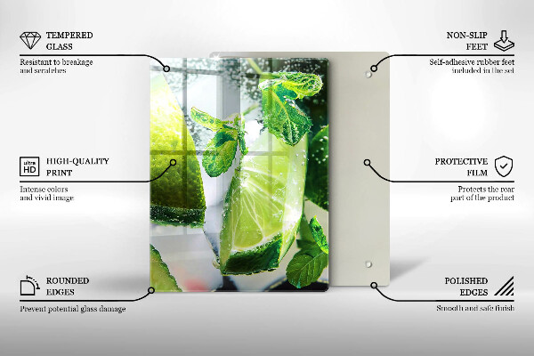 Glas Ceranfeldabdeckung Wasser mit Limette und Eis