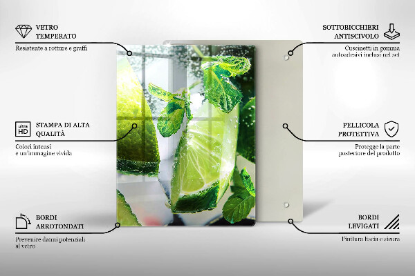 Glas Ceranfeldabdeckung Wasser mit Limette und Eis