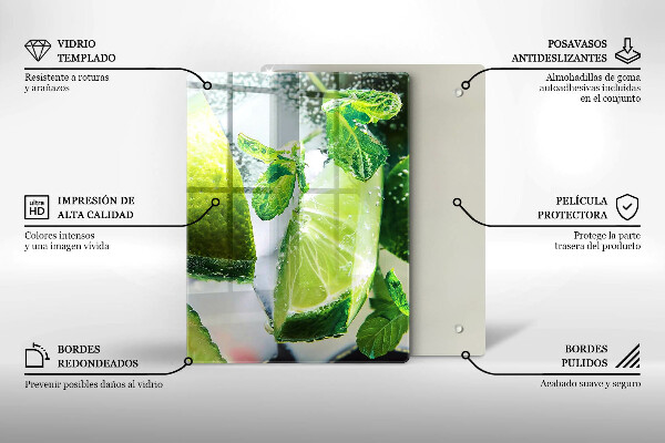 Glas Ceranfeldabdeckung Wasser mit Limette und Eis