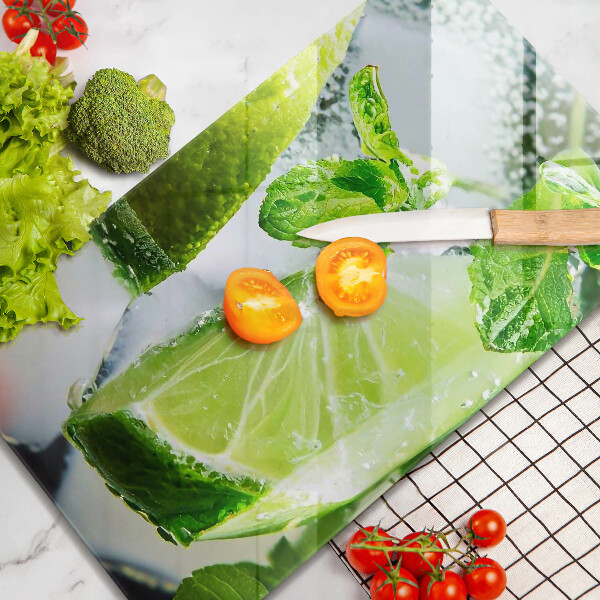 Glas Ceranfeldabdeckung Wasser mit Limette und Eis