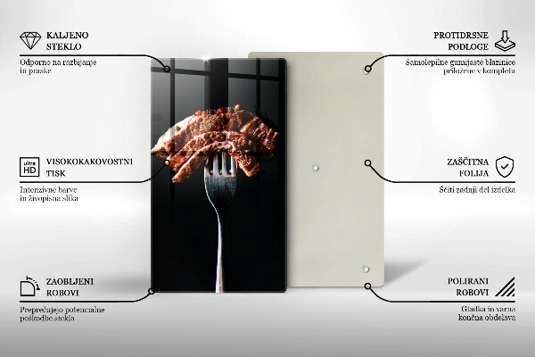 Glas Ceranfeldabdeckung Fleisch auf einer Gabel