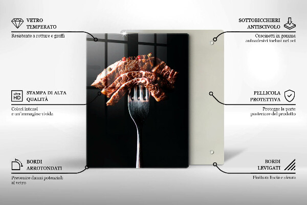 Glas Ceranfeldabdeckung Fleisch auf einer Gabel