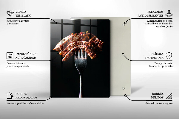 Glas Ceranfeldabdeckung Fleisch auf einer Gabel